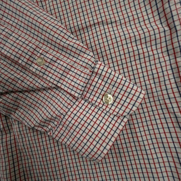 Vineyard Vines Cotton Button Up Red Blue Check Classic Fit Tucker Shirt Large - Picture 10 of 16